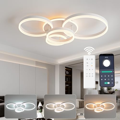 BLMYL LED Deckenleuchte Dimmbar 3000K - 6000K,72W 7200lmLampe Wohnzimmerlampe, 78CM Deckenleuchte Ringe LED,Wohnzimmer Deckenlampe für Schlafzimmer, Kinderzimmer, Küche, Flur BLMYL LED Deckenleuchte Dimmbar 3000K - 6000K,72W 7200lmLampe Wohnzimmerlampe, 78CM Deckenleuchte Ringe LED,Wohnzimmer Deckenlampe für Schlafzimmer, Kinderzimmer, Küche, Flur von BLMYL