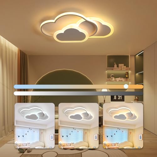 LED Deckenleuchte - 32W Kinderzimmer Lampe Decke, Kreative Wolkenlampe Deckenleuchte Schlafzimmer Dimmbar mit Fernbedienung, 42CM Deckenlampe Kinderzimmer für Wohnzimmer, Schlafzimmer, Kinderzimmer von BLMYL
