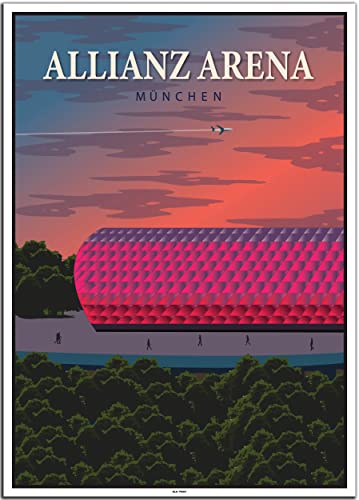 BLN PRINT Allianz Arena München (1) - Vintage Travel Poster von BLN PRINT