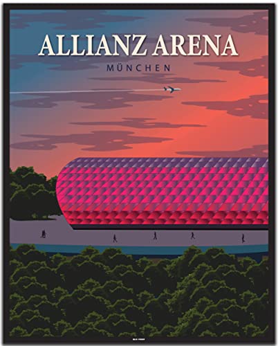 BLN PRINT Allianz Arena München (1) - Vintage Travel Poster von BLN PRINT