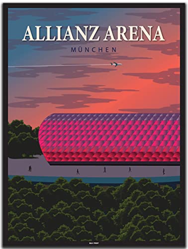 BLN PRINT Allianz Arena München (1) - Vintage Travel Poster von BLN PRINT