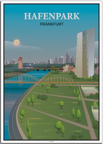 BLN PRINT Hafenpark Frankfurt (1) - Vintage Travel Poster von BLN PRINT
