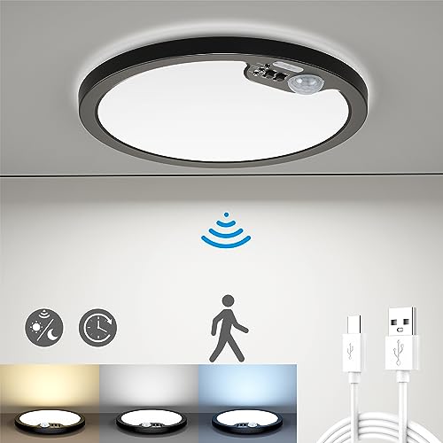 BLNAN LED Deckenleuchte mit Bewegungsmelder Wideraufladbar USB, Deckenlampe Bewegungssensor Innen 7000mAh Batterie, Warm Neutral Kaltweiß für Flur, Küche, Bad, Balkon, Keller, Garage, Treppe 18cm von BLNAN