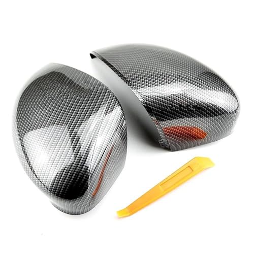 BLNETU Für F&ord Für Fiesta Mk7 2008-2017 Auto Rückspiegel Abdeckung Spiegel Shell Gehäuse Carbon Look(Carbon Look Black) von BLNETU