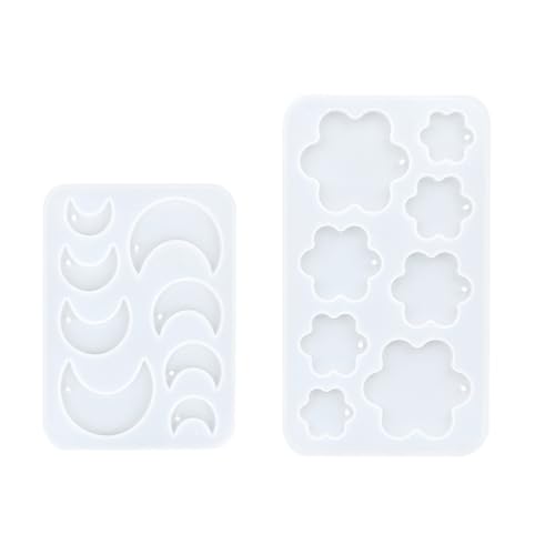 2-teiliges Silikon-Schmuckformen-Set für handgefertigte Blumen- und Mondanhänger-Designs mit lebensmittelechten flexiblen Materialien von BLNGET