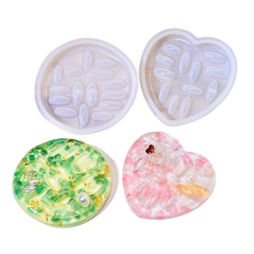 2-teiliges rundes / herzförmiges Ringhalter-Tablett aus Kunstharz für Schmuckherstellung, lebensmittelechte Silikonform 2-teiliges rundes / herzförmiges Ringhalter-Tablett aus Kunstharz für Schmuckherstellung, lebensmittelechte Silikonform von BLNGET