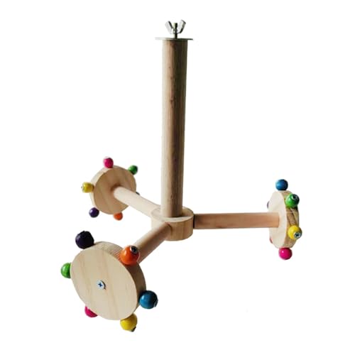 Buntes Vogelkäfig-Zubehör aus Holz, drehbares Spielzeug für Papageien, Sitzstange, Windmühle zur Verbesserung der visuellen Attraktivität und zum Spielen von BLNGET