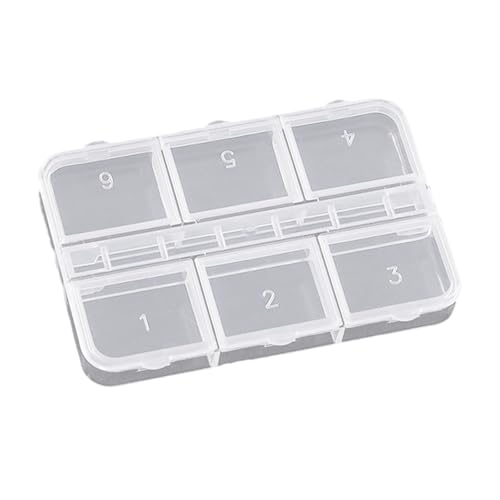 Transparente Aufbewahrungsbox mit 6 Fächern für Nägel, Kunstwerkzeuge, Schmuck-Organizer, tragbares, leichtes Design von BLNGET