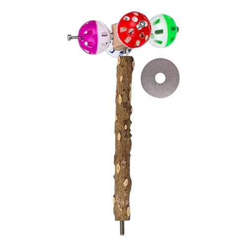 Vogelsitzstange aus Holz mit drehbaren Glocken, Ballkäfig, Übungsspielzeug für Papageien, Käfig, Unterhaltung, Aktivität, Spielzeug, Vogelkauständer für kleine von BLNGET