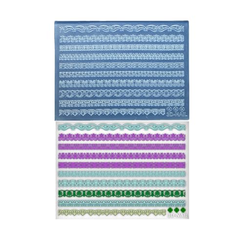 Wiederverwendbare Silikonform für Nägel, geprägte Nägel, Muster zum Basteln, klassische Designs mit verschiedenen Mustern Wiederverwendbare Silikonform für Nägel, geprägte Nägel, Muster zum Basteln, klassische Designs mit verschiedenen Mustern von BLNGET