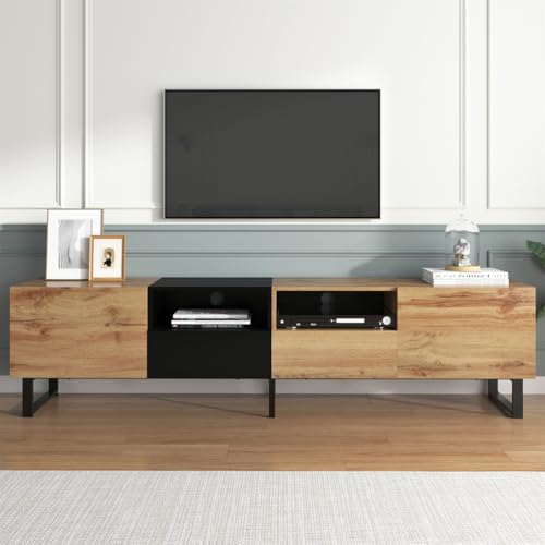 BLOCKTOY 190 * 38 * 48Cm TV-Einheit Geräumiger Stauraum, TV-Ständer Mit Schwarzem Und Holzfarbenem Design, TV-Konsole Für Wohnzimmer Und Büro, Robuste Konstruktion BLOCKTOY 190 * 38 * 48Cm TV-Einheit Geräumiger Stauraum, TV-Ständer Mit Schwarzem Und Holzfarbenem Design, TV-Konsole Für Wohnzimmer Und Büro, Robuste Konstruktion von BLOCKTOY