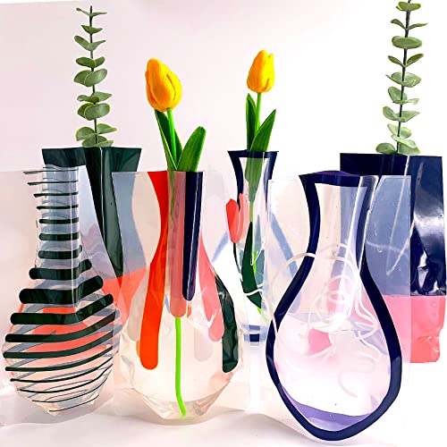 BLOFLO Faltbare Blumenvase, faltbare Vase, erweiterbare Vase, Kunststoff-Blumenvasen, abnehmbare Blumenvasen für Tafelaufsätze, moderne Dekoration für Zuhause, Büro, Hochzeit (6er Set) von BLOFLO STU