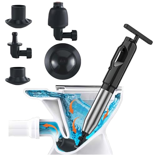 Abflussreiniger Pumpe mit Luftkompression und Luftdruckanzeige, 2026 Upgrade Verdickte Rohrwand Pressluft Rohrreiniger,Toilet Plunger für Reinigen Rohre Waschbecken Badezimmer Küchen(Schwarz) von BLOGLOER