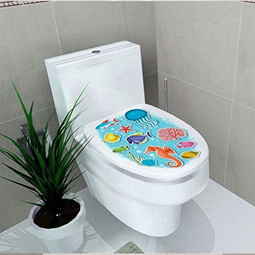 BLOMDE 3D Toilettendeckel Aufkleber Seestern Muschel Muster Vinyl Kunst Wasserdichte Tapete Abnehmbare Badezimmer Aufkleber Wc Toilette Poster-F. von BLOMDE