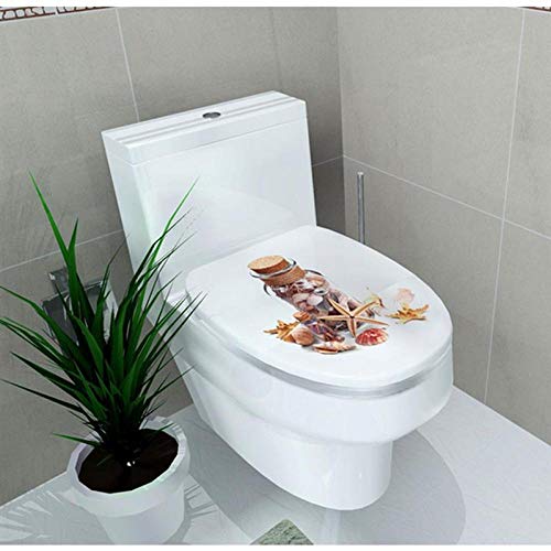 Wandtattoo Badezimmer 3D Toilettendeckel Aufkleber Seestern Muschel Muster Vinyl Kunst Wasserdichte Tapete Abnehmbare Badezimmer Aufkleber Wc Toilette Poster-R. von BLOMDE
