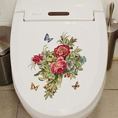 Wandtattoo Badezimmer Toilettendeckel Aufkleber Blumenmuster Vinyl Art Wasserdichte Tapete Abnehmbare Badezimmer Aufkleber Wc Toilette Poster-6 von BLOMDE