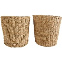 Bloomique - Geflochtener Blumentopf Coco - Set mit 2 Töpfen - Beige - Seegras - Korb für Pflanzen - Innen und Außen - H22x Ø21 von BLOOMIQUE