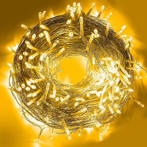 BLOOMWIN Lichterkette Strom Außen 100m 500LEDS Warmweiß, Lichterkette Weihnachtsbaum mit Stecker Aussen Innen 31V, Outdoor Lichterketten Wetterfest Balkon Garten, Beleuchtung Weihnachten Hochzeit von BLOOMWIN