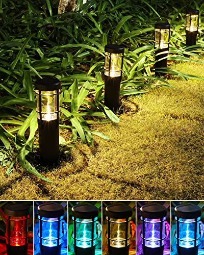 BLOOMWIN Solarlampen für Außen Warmweiß und RGB Farbwechsel 4 Stk. Solarleuchten Garten Solar Wegeleuchten mit Erdspieß Wasserdicht IP65 Gartenbeleuchtung Gartendeko Rasen Gehweg Balkon Hof von BLOOMWIN