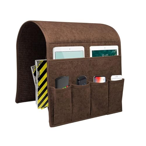 BLOOOK Nachttisch-Sofa-Armlehnen-Organizer mit 6 Taschen, Anti-Rutsch-Sessel, Aufbewahrungstasche, Fernbedienung, Halter für Liegestuhl, Couch für iPad, Magazin, TV-Fernbedienung (Kaffee) von BLOOOK