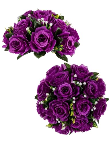 BLOSMON Blumenstrauß Blumengestecke Künstlich Deko Rose 2 Pcs Lila Künstliche Blumenstrauss Blumen Tischdekoration Blumenkugel Valentinstag Rosenstrauss Echt for Hochzeit Muttertagsgeschenk BLOSMON Blumenstrauß Blumengestecke Künstlich Deko Rose 2 Pcs Lila Künstliche Blumenstrauss Blumen Tischdekoration Blumenkugel Valentinstag Rosenstrauss Echt for Hochzeit Muttertagsgeschenk von BLOSMON