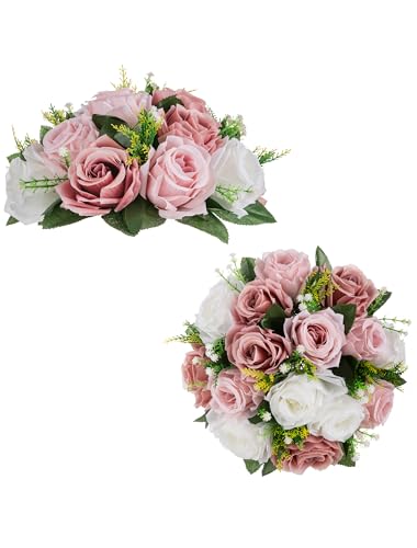 BLOSMON Blumenstrauß Blumengestecke Künstlich Deko Rose 2 Pcs Staubrosa Künstliche Blumenstrauss Blumen Tischdekoration Blumenkugel Valentinstag Rosenstrauss Echt for Hochzeit Muttertagsgeschenk BLOSMON Blumenstrauß Blumengestecke Künstlich Deko Rose 2 Pcs Staubrosa Künstliche Blumenstrauss Blumen Tischdekoration Blumenkugel Valentinstag Rosenstrauss Echt for Hochzeit Muttertagsgeschenk von BLOSMON