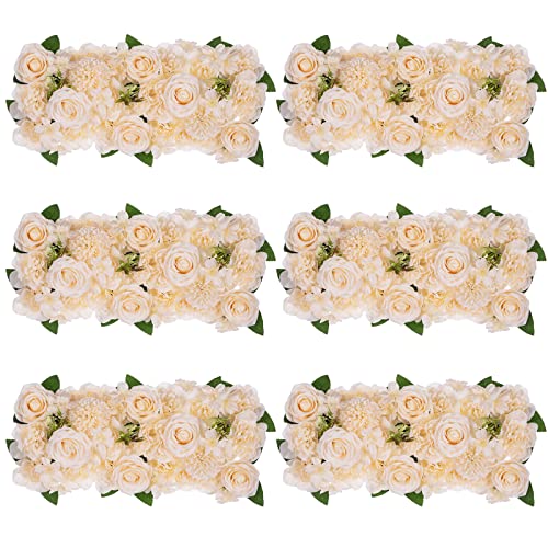 BLOSMON Kunstblumen Hochzeitsdeko Rosen Künstliche Blumen 6 Pcs Champagner Rose Tischdeko Hochzeit Kuenstlich Blume Seidenblumen Blumenstrauss Gesteck Fuer Home Babyparty Tisch Mittelstück Deko von BLOSMON