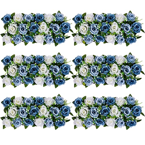 BLOSMON Kunstblumen Hochzeitsdeko Rosen Künstliche Blumen 6 Pcs Staubblau Rose Tischdeko Hochzeit Kuenstlich Blume Seidenblumen Blumenstrauss Gesteck Home Babyparty Tisch Mittelstück Deko von BLOSMON