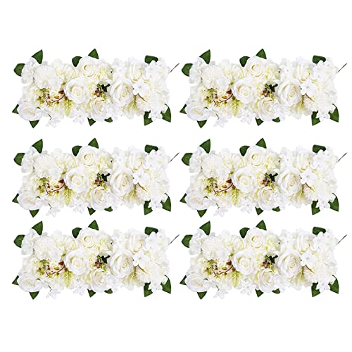 BLOSMON Kunstblumen Hochzeitsdeko Rosen Künstliche Blumen 6 Pcs Weiß Rose Tischdeko Hochzeit Kuenstlich Blume Dekoration Seidenblumen Blumenstrauss Gesteck Fuer Home Babyparty Tisch Mittelstück Deko von BLOSMON