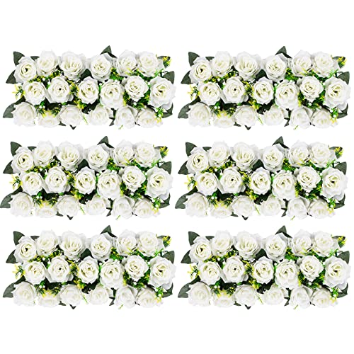 BLOSMON Rosen Kunstblumen Hochzeitsdeko Künstliche Blumen 6 Pcs Weiß Rose Tischdeko Hochzeit Kuenstlich Blume Dekoration Seidenblumen Blumenstrauss Gesteck Fuer Home Babyparty Tisch Mittelstück Deko von BLOSMON