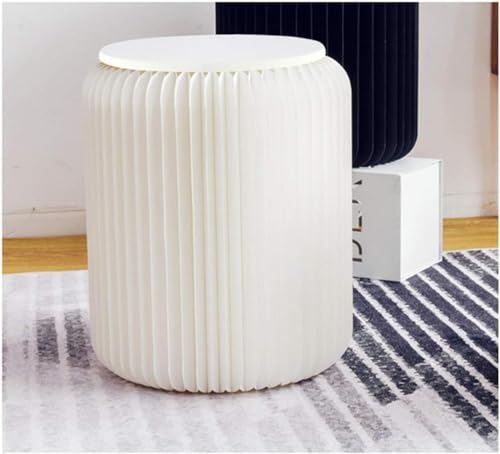BLOSSOMLIFE Weißer faltbarer Papierhocker mit gepolsterter Sitzfläche, einfache Montage, stilvoller Stuhl für Heimdekoration, Büro, Klapphocker (42 cm) von BLOSSOMLIFE