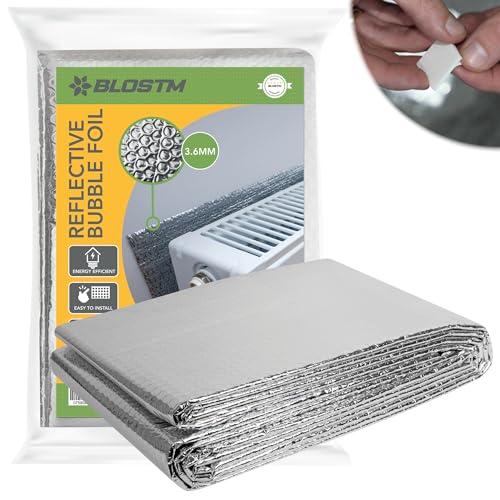 BLOSTM Heizkörper Reflexionsfolie Heizung - 5m x 60cm Isolierfolie Heizung, 3,6 mm Dicke Isolierung Spart Energie & Geld, Isolierung Hinter Heizkörper, Heizungsfolie Reflektorfolie von BLOSTM