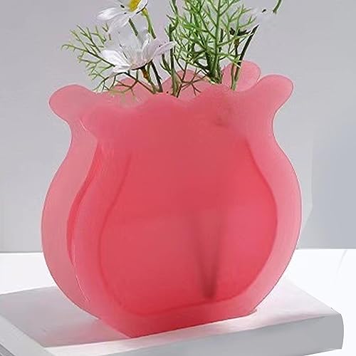 BLSYHDH Acrylic Blumen Vase, Fish Tank Vase Transparent Verdickt Acryl Glättung Einfaches Modernes Kleines Fischt ANK, Vase für Dekor Haus Moderne Blumenvasen für Mittelstücke(Transparentes Rosa) von BLSYHDH