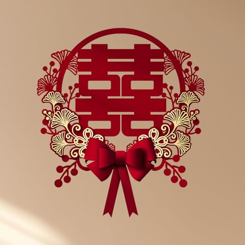 BLSYHDH Aufkleber „Chinesisches Doppeltes Glück“, Hochzeits Charakter Aufkleber, Papierschnitt, Rotes Doppeltes Glück, Chinesisches Traditionelles Dekor für Eingangsfenster, Tür, Tor, Wandaufkleber von BLSYHDH