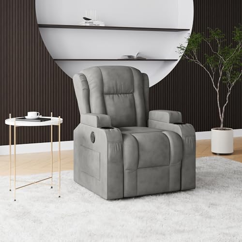 BLSYHDH Elektrischer Massagesessel, Massagesessel, beheizt, Relaxsessel mit Massagefunktion und Fußstütze, Sessel, Wohnzimmer, Entspannung, neigbar, Vibration (Grau - 1) von BLSYHDH