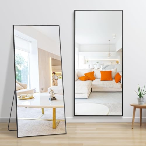 BLSYHDH Ganzkörperspiegel mit Metallrahmen Standspiegel,Schlaf- und Ankleidezimmer Spiegel,2 in 1 Standspiegel und Wandspiegel,80x180cm Ankleidespiegel Dekorative Wandspiegel von BLSYHDH