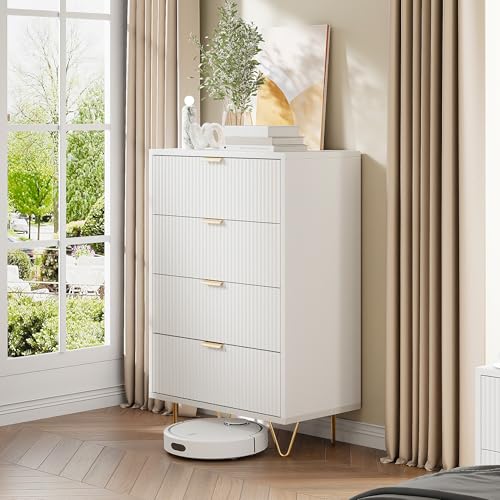 BLSYHDH Kommode mit 4 Schubladen, Schlafzimmermöbel, Schubladenschrank, Aufbewahrungsschrank, Schublade, Aufbewahrung, geeignet für Schlafzimmer, Wohnzimmer (Weiß, 4 Schubladen-B) von BLSYHDH