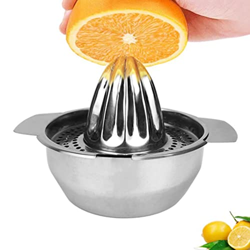 BLSYHDH Manuelle Zitronenpresse, Handpresse Zitrus-Orangen-Grapefruit-Entsafter Edelstahl Robuster Hand-Entsafter, Reibahlen-Rotationspresse mit Sieb und Schüsselausgießer, Spülmaschinenfest Leicht zu von BLSYHDH