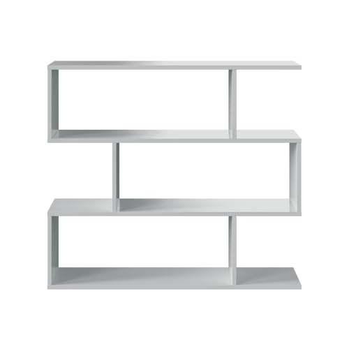 Habitdesign Bücherregal, Modell Athena, weißes Hochglanz-Finish, Maße: 97 cm (Höhe) x 110 cm (Breite) x 24 cm (Tiefe) von Habitdesign