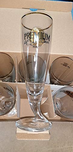 Set mit 6 Gläsern, 25 cl, Bier Saint Oker Premium – NEU – sehr fröhlich – Fuß aus Horn von BLUE HAWAI