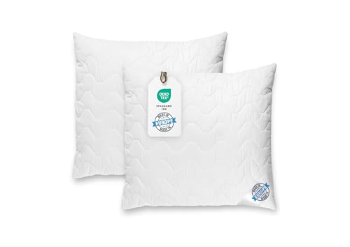 BLUE MOON Kopfkissen 80x80 - hautfreundliches Bett Kissen - Hochwertige Mikrofaser - Schlafkissen - allergiker-freundlich - kopfkissen waschbar - Made in EU - (2er Pack 80 x 80 cm) von BLUE MOON