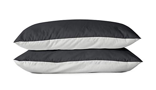 BLUE MOON Mako Satin Wendebettwäsche Satin Kissenbezug einfärbig Uni, Kopfkissenbezug, Pillow case, Pillow case 40x80 Made in EU! (hellgrau/anthrazit Kissenbezüge 2er-Pack, 40 x 80 cm) von BLUE MOON