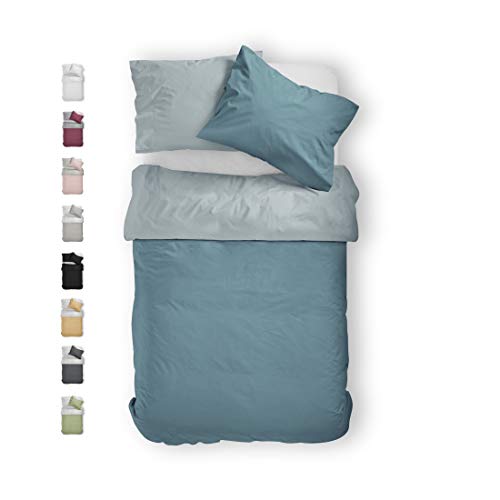 BLUE MOON Bettwäsche 140x200 cm Satin Bettwäsche-Sets 100% Baumwolle Wendebettwäsche - Made in EU - 1x Bettbezug 140x200 cm und 1x Kopfkissenbezug 70x90 cm (Aqua, Bettbezug 140 x 200 + 70 x 90 cm) BLUE MOON Bettwäsche 140x200 cm Satin Bettwäsche-Sets 100% Baumwolle Wendebettwäsche - Made in EU - 1x Bettbezug 140x200 cm und 1x Kopfkissenbezug 70x90 cm (Aqua, Bettbezug 140 x 200 + 70 x 90 cm) von BLUE MOON