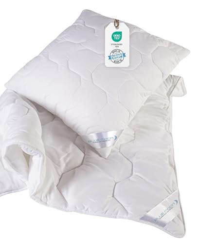 BLUE MOON Bettwaren-Set - Bettdecke 155x220 - Kopfkissen 80x80 - Hochwertiges Mikrofaser Bettdeckenset - allergiker-freundlich - Made in EU – (Set Kissen + Bettkissen 80 x 80 + Steppbett 155 x 220 cm) von BLUE MOON