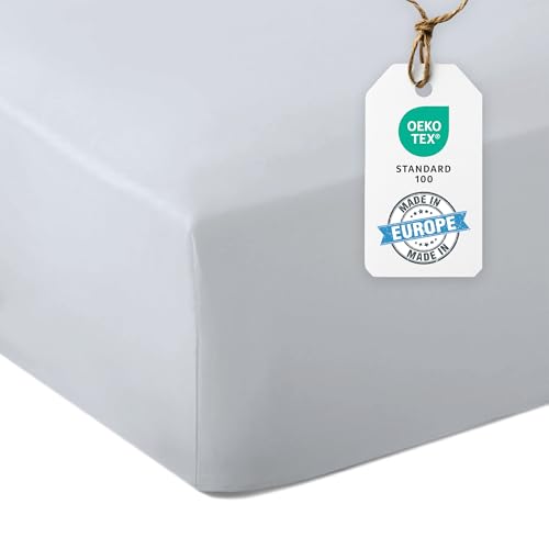 Blue Moon Spannbettlaken Mikrofaser Spannbetttuch Spannbetttücher Atmungsaktiv Hypoallergen Anti-Milbe 30cm Steghöhe Maschinenwaschbar - Made in EU (weiß, Spannbettlaken 90x200cm 2er-Pack) von BLUE MOON