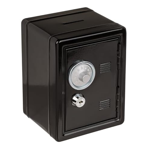 BLUECHOLON Spardose aus Metall in Form eines Safes. Originelle Spardosen für Kinder, robust, mit Schlüssel, Spardose für Kinder, Schwarz von BLUECHOLON