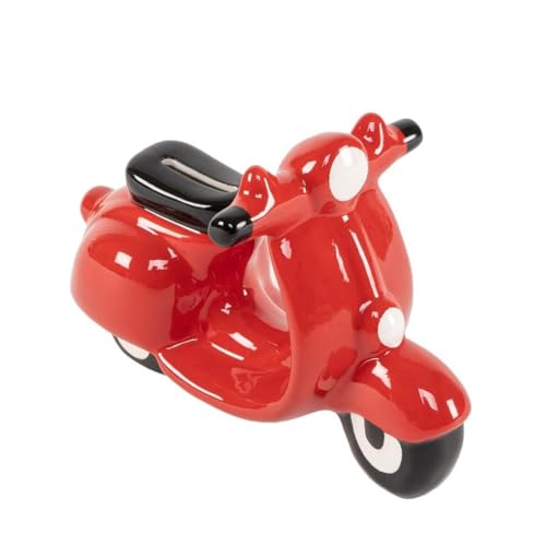 Dekorative Spardose aus Keramik in Form eines italienischen Motorrads, Rot, 20 x 10 x 13 cm von BLUECHOLON