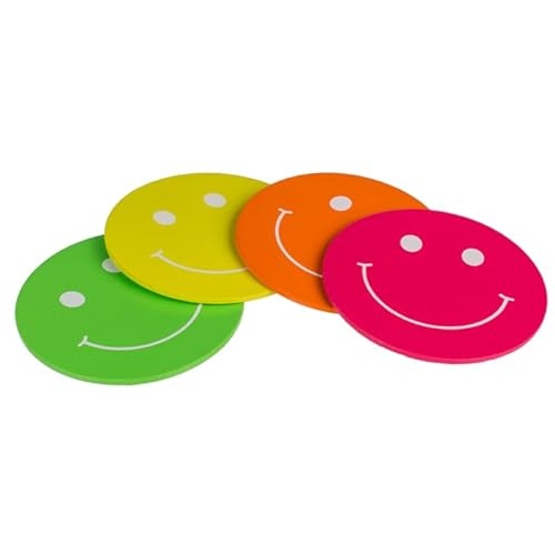 Set mit 4 wiederverwendbaren Untersetzern mit Smile-Motiv, aus MDF-Holz von BLUECHOLON