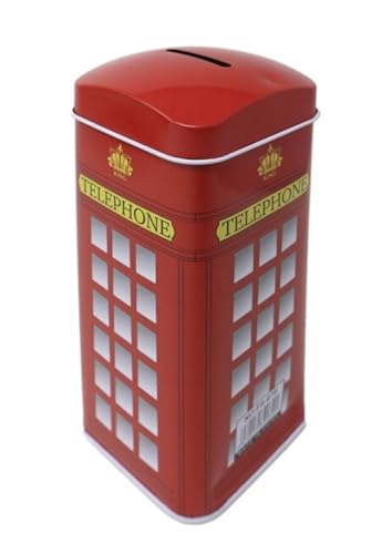 Spardose in Form einer Telefonzelle, Briefkasten, Briefmarken, britischen Royal Guardia, Spardose mit Deckel, große Spardose aus Metall, Dose (16 x 7 cm) (Telefonzelle) von BLUECHOLON