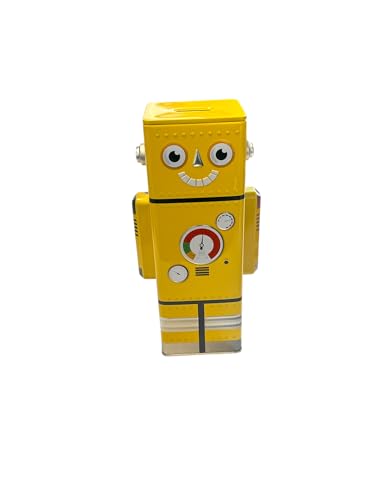 XL Spardose aus Metall in Form eines Roboters, 24 x 9 x 8 cm (Gelb) von BLUECHOLON